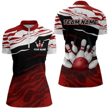 Load image into Gallery viewer, Red, white and black camo Custom Bowling Shirts For Women, Bowling Team Jersey Gift For Bowler NQS9149