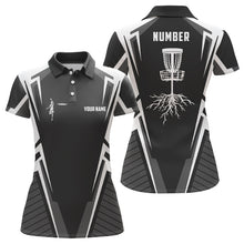 Load image into Gallery viewer, Black and white Disc golf jersey custom name &amp; number women polo shirts disc golf outfit NQS6129