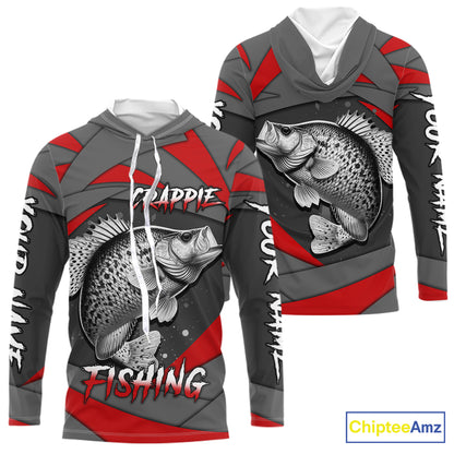 Gray and Red Crappie Fishing Jersey Custom Crappie Fishing Shirt for Team, personalized fishing gifts NQS10898