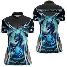 Load image into Gallery viewer, Blue Lightning Dragon Bowling shirts for Women Custom team bowling jerseys, gifts for bowler NQS9272