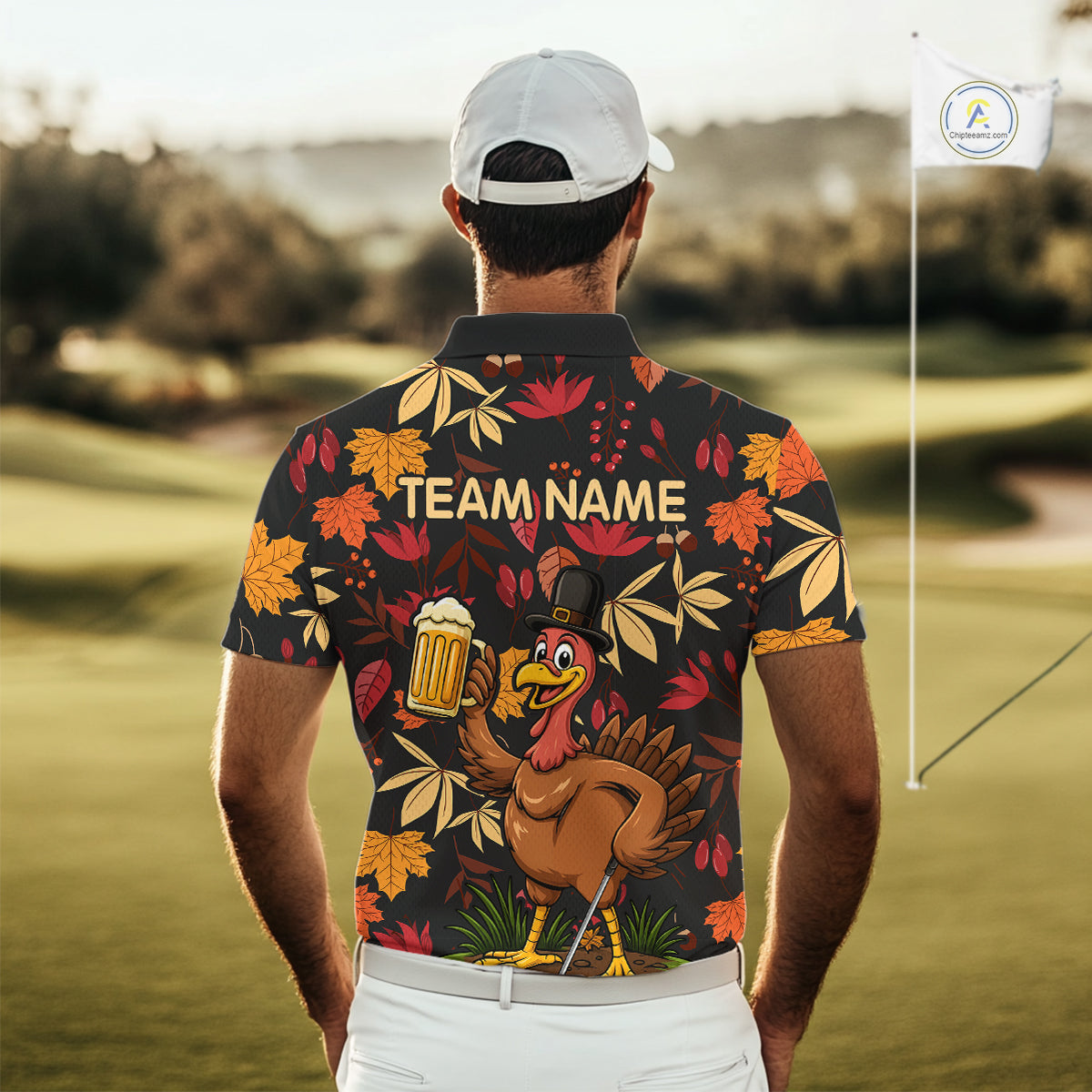 Funny Turkey Golf Beer Thanksgiving golf shirt Custom Funny golf shirts for men, mens golf clothes NQS10964
