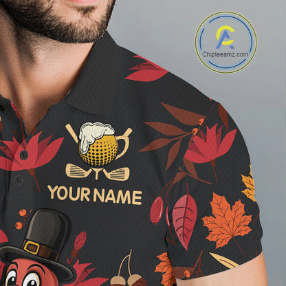 Funny Turkey Golf Beer Thanksgiving golf shirt Custom Funny golf shirts for men, mens golf clothes NQS10964