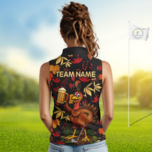 Load image into Gallery viewer, Funny Turkey Golf Beer Thanksgiving golf shirt Custom Funny womens sleeveless polo shirts NQS10964