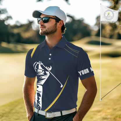 Personalized Golf polo shirts for men Custom mens golf outfits, unique golf gifts | Navy NQS10202