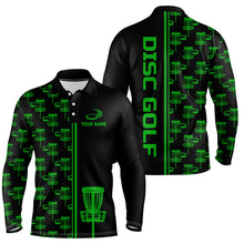 Load image into Gallery viewer, Mens golf polo shirts Black and Green gradient disc golf basket custom disc golf jerseys NQS7962