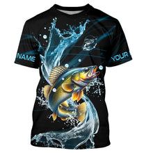 Load image into Gallery viewer, Walleye fishing blue water Custom performance long sleeve fishing shirts, Walleye fishing jerseys NQS9093
