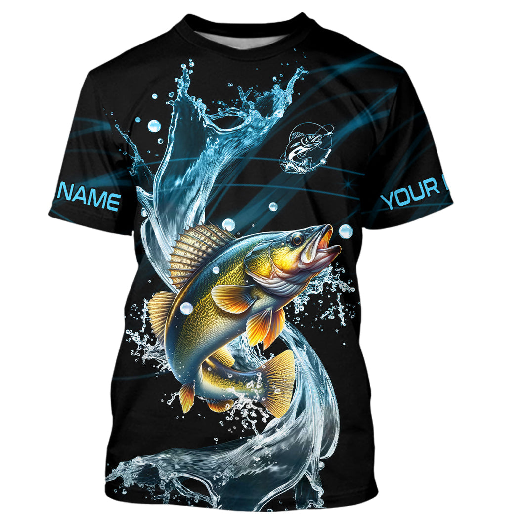 Walleye fishing blue water Custom performance long sleeve fishing shirts, Walleye fishing jerseys NQS9093