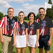 Load image into Gallery viewer, Personalized US flag golf shirts funny skull women's patriotic golf shirts custom ladies golf apparel NQS11384
