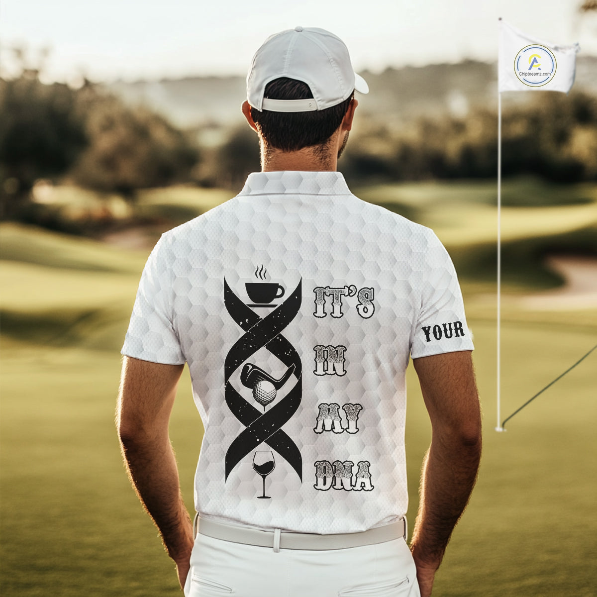 Black and White Mens golf polo shirt custom It's in my DNA coffee golf wine mens golf outfit NQS10390