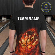 Load image into Gallery viewer, Flame Broken Bowling Ball and pins Bowling Shirt For Men Custom Flame Team Bowling Jerseys NQS10102