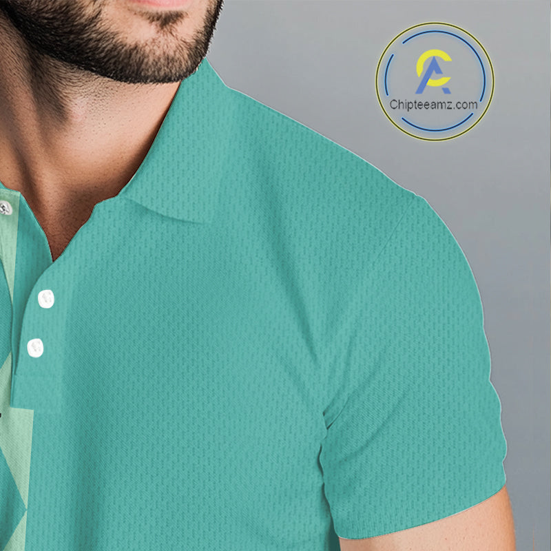 Turquoise argyle pattern Men golf polo shirt Custom golf clothes for men, cool golf gifts NQS10108