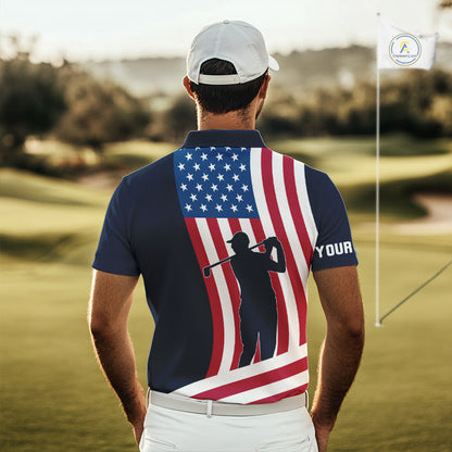 American Flag Mens golf polo shirt custom men's patriotic polo shirts, best golf shirts for men NQS10253
