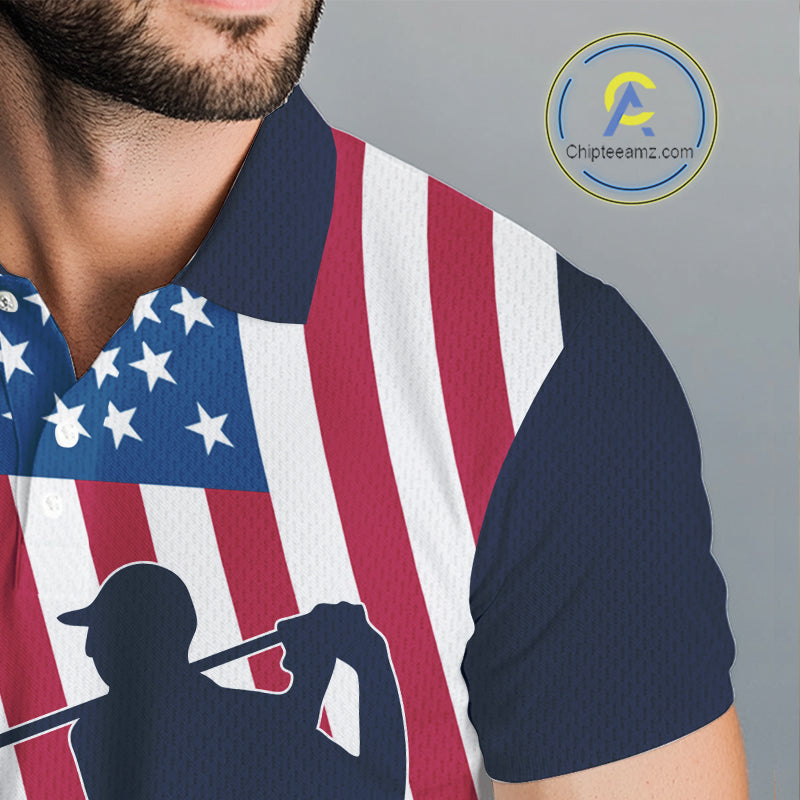 American Flag Mens golf polo shirt custom men's patriotic polo shirts, best golf shirts for men NQS10253