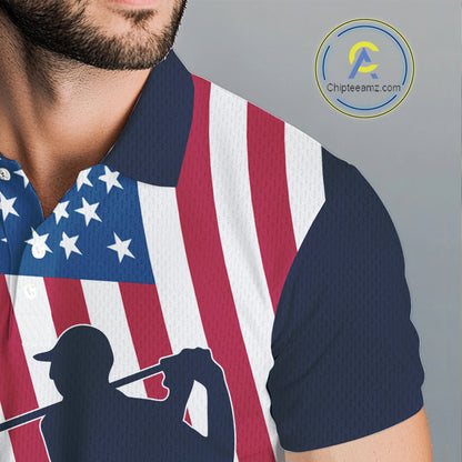 American Flag Mens golf polo shirt custom men's patriotic polo shirts, best golf shirts for men NQS10253