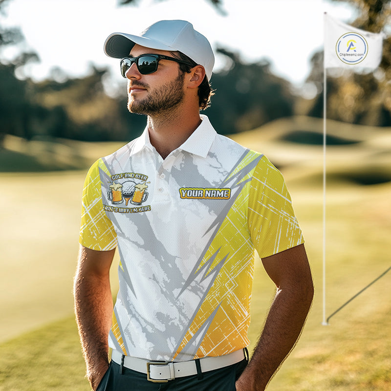 Golf and beer That's why I'm here Funny Men golf polo shirts Custom Team Golf beer shirt for men NQS10133