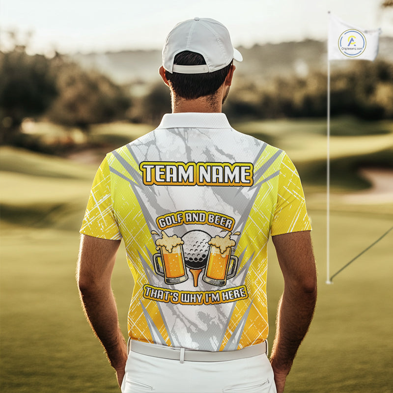 Golf and beer That's why I'm here Funny Men golf polo shirts Custom Team Golf beer shirt for men NQS10133