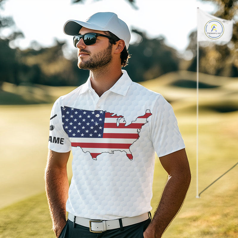 Personalized American Flag Men golf polo shirts Custom Patriotic Golf outfit For men NQS10183