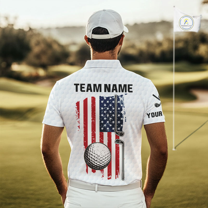Personalized American Flag Men golf polo shirts Custom Patriotic Golf outfit For men NQS10183