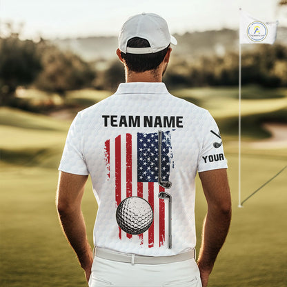 Personalized American Flag Men golf polo shirts Custom Patriotic Golf outfit For men NQS10183