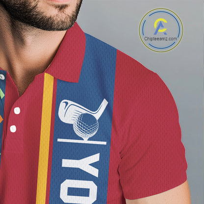Retro colorful argyle pattern Men golf polo shirt custom Team Golf Outfits for mens | Red NQS10327