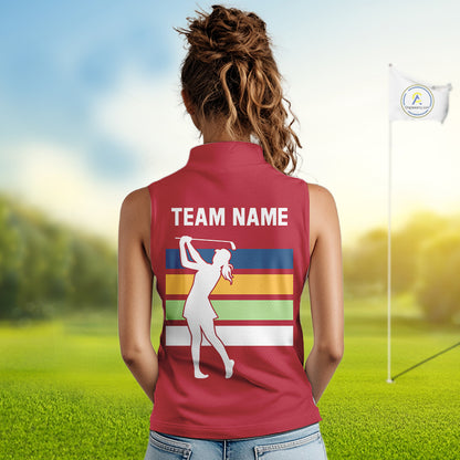 Retro colorful argyle pattern Men golf polo shirt custom Team Golf Outfits for mens | Red NQS10327
