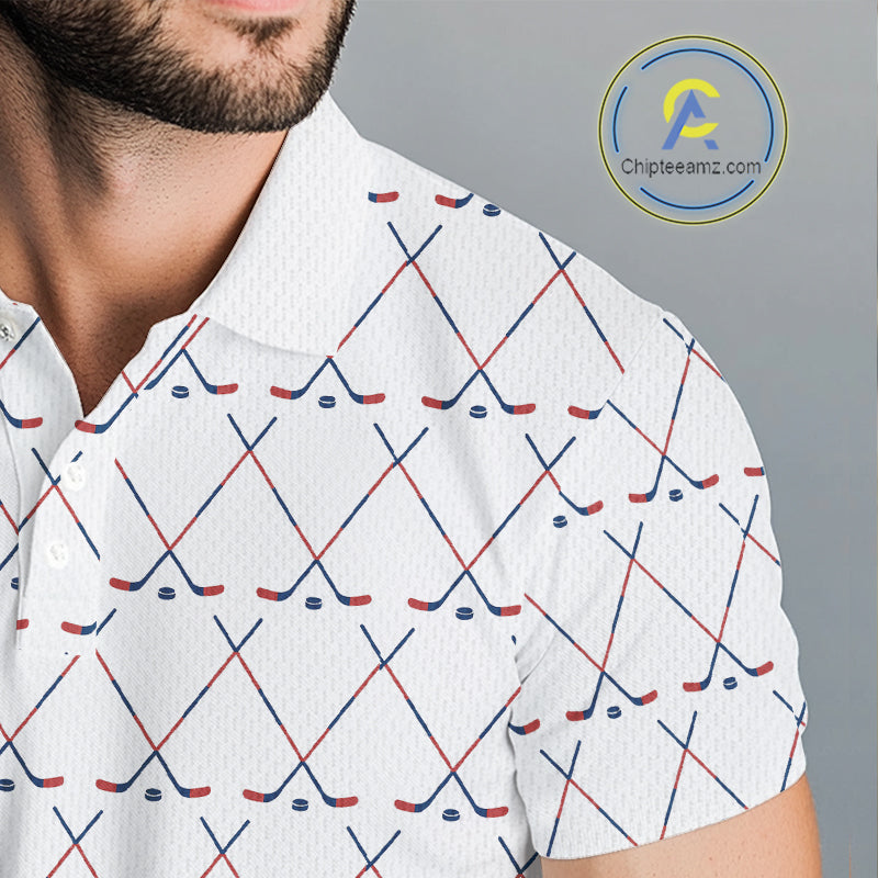 Red, White and Blue golf clubs pattern Men golf polo shirt Custom Patriotic golf outfits for men NQS10198