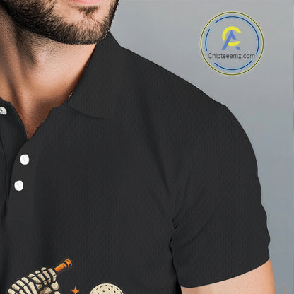 Black and Orange Skull Golf polo shirt for men Custom Halloween Mens golf outfit NQS10353
