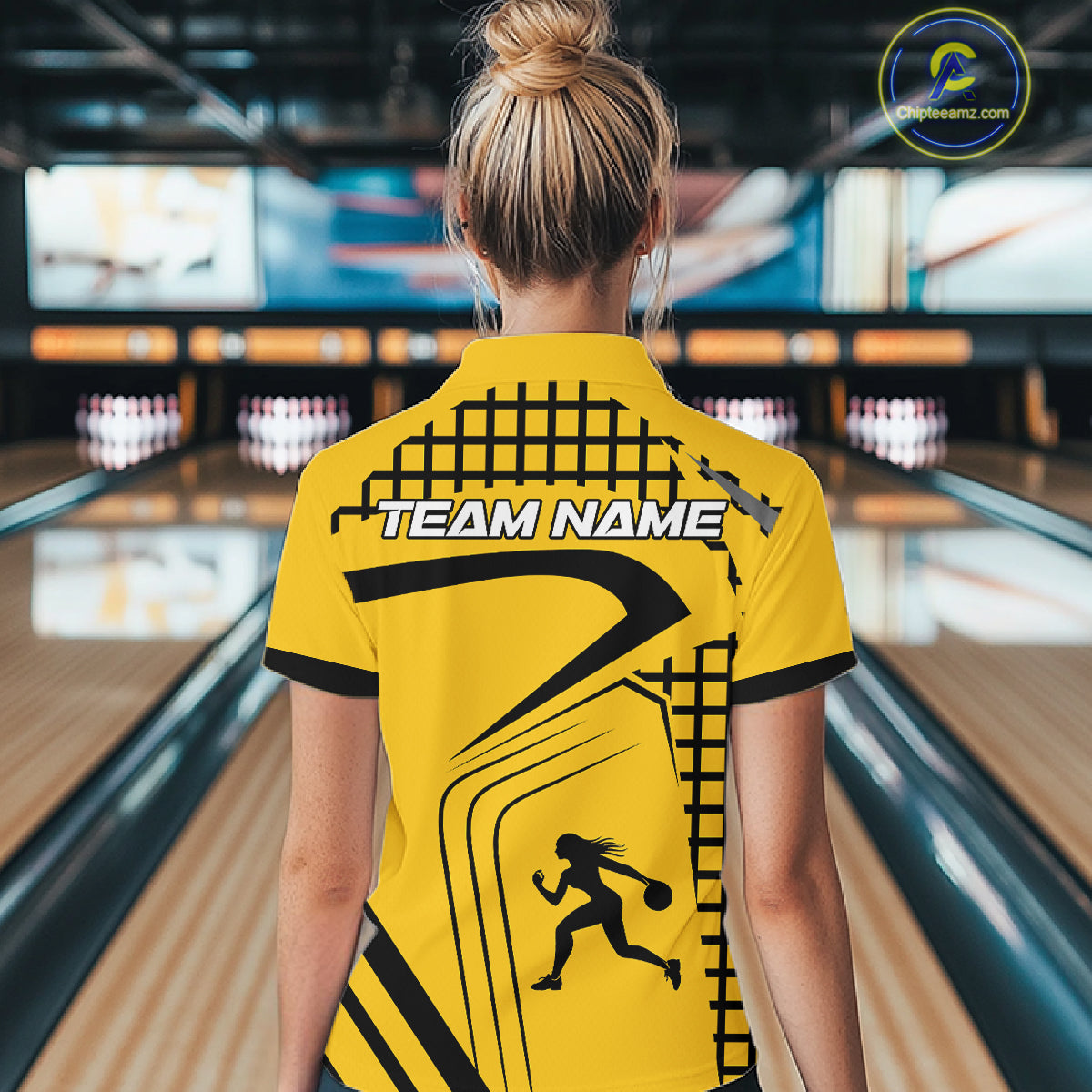 Custom Black and Yellow Bowling Shirts For Women, Personalized Team Bowling Jersey Bowler Outfit NQS10575