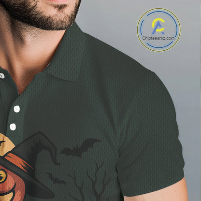 Halloween flamingo Mens golf polo shirt custom Halloween golf tops for men, unique golf gifts NQS10378