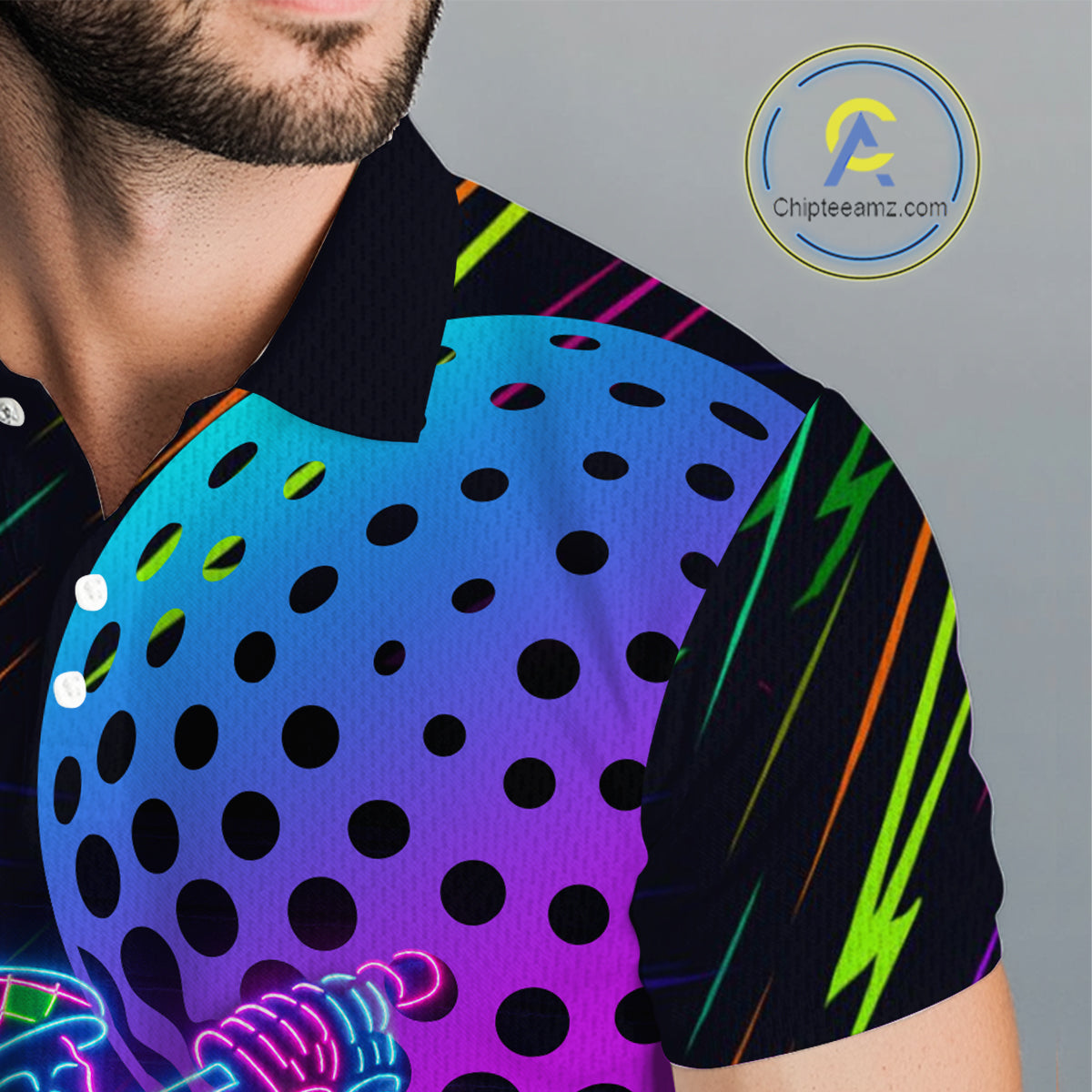 Colorful Neon skull golfer Men golf polo shirt custom golf attire for men, cool golf gifts NQS10098