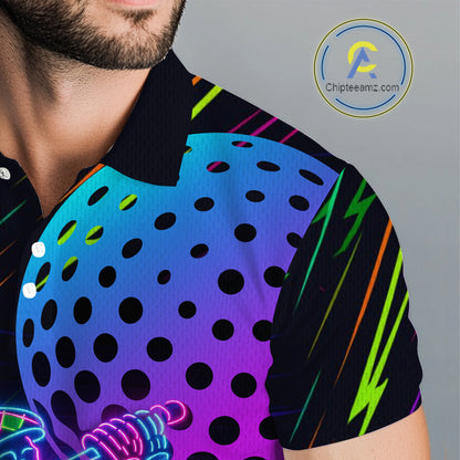 Colorful Neon skull golfer Men golf polo shirt custom golf attire for men, cool golf gifts NQS10098
