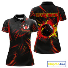 Load image into Gallery viewer, Black and Red Camo Womens Bowling Polo, Quarter Zip shirts custom Bowler Outfits bowling team jerseys NQS10155