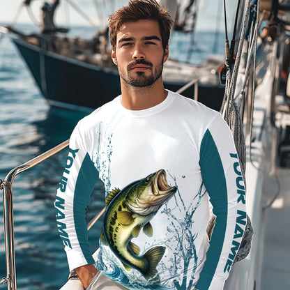 Largemouth Bass fishing compass Custom name sun protection Bass fishing tournament shirts NQS10582