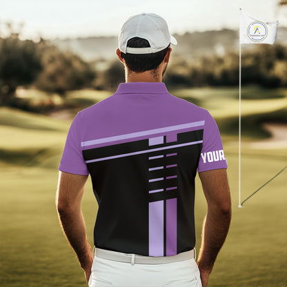 Personalized Black and Purple Men golf polo shirts, Custom Golf Shirts For Team men golfers NQS10160