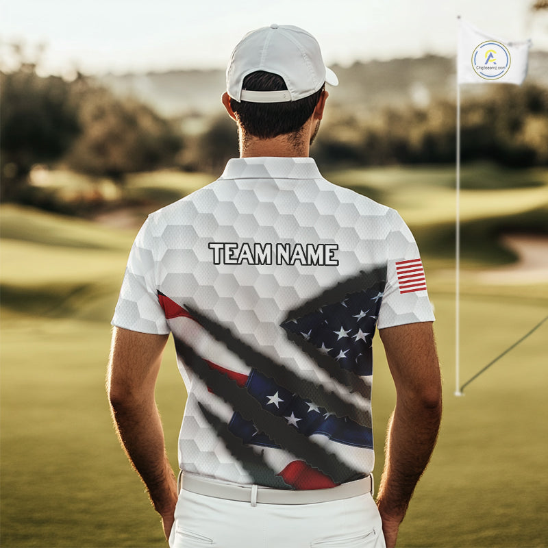 Personalized American Flag Golf polo shirt For Men Custom Patriotic Golf Gifts NQS10428