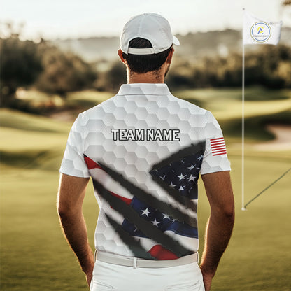 Personalized American Flag Golf polo shirt For Men Custom Patriotic Golf Gifts NQS10428