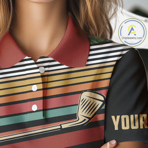 Retro Womens golf polo shirt Custom Vintage Team Golf attire for ladies, Gift For Golfers NQS10568