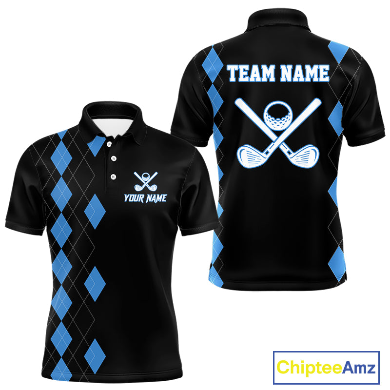 Black and Blue argyle polo shirts personalized golf shirts for men, team golf outfit NQS11403