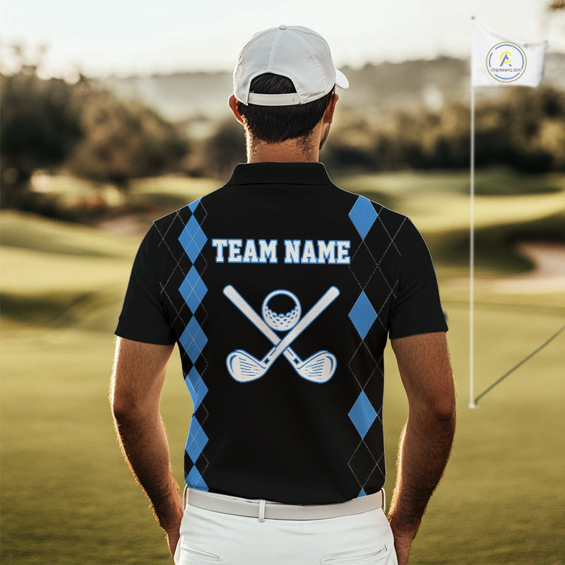 Black and Blue argyle polo shirts personalized golf shirts for men, team golf outfit NQS11403