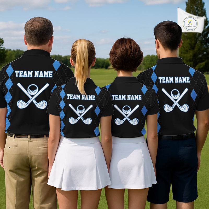 Black and Blue argyle polo shirts personalized golf shirts for men, team golf outfit NQS11403