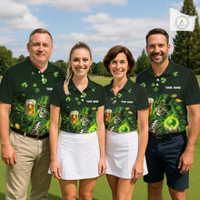 Load image into Gallery viewer, Funny Skull drink beer St Patrick's day Green shamrock Mens Golf Polo Shirts Custom mens golf apparel NQS11411