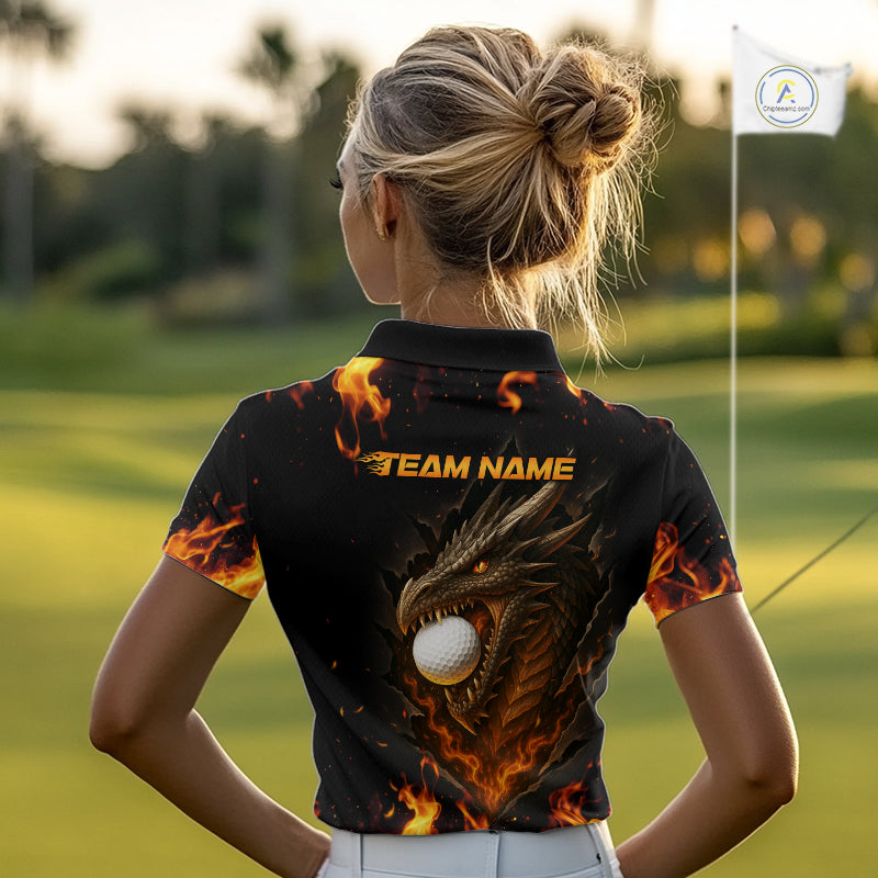 Flame Dragon Golf Polo Shirts For Women Custom Dragon team ladies golf outfits, cool golf gifts NQS10861