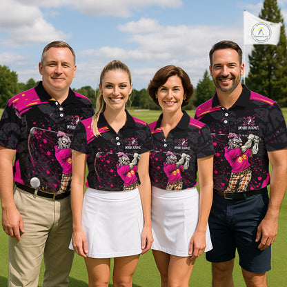 Black and Pink Funny zombie Golf Polo shirts for Men Custom team golf shirts, funny golf polos NQS11443