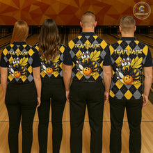 Load image into Gallery viewer, Black and Yellow argyle pattern Honey Bee Bowling shirts for Women Custom Team bowling jerseys NQS11250