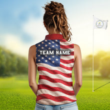 Load image into Gallery viewer, Custom American Flag Eagle Sleeveless Golf Polo Shirts For Women, patriotic Golf attire for ladies NQS11712