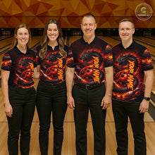 Load image into Gallery viewer, Custom Red Dragon Bowling Polo Shirts, Bowling 1/4 zip jersey For Women, Team Bowling League jerseys NQS11588