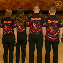 Load image into Gallery viewer, Custom Red Dragon Bowling Polo Shirts, Bowling 1/4 zip jersey For Women, Team Bowling League jerseys NQS11588