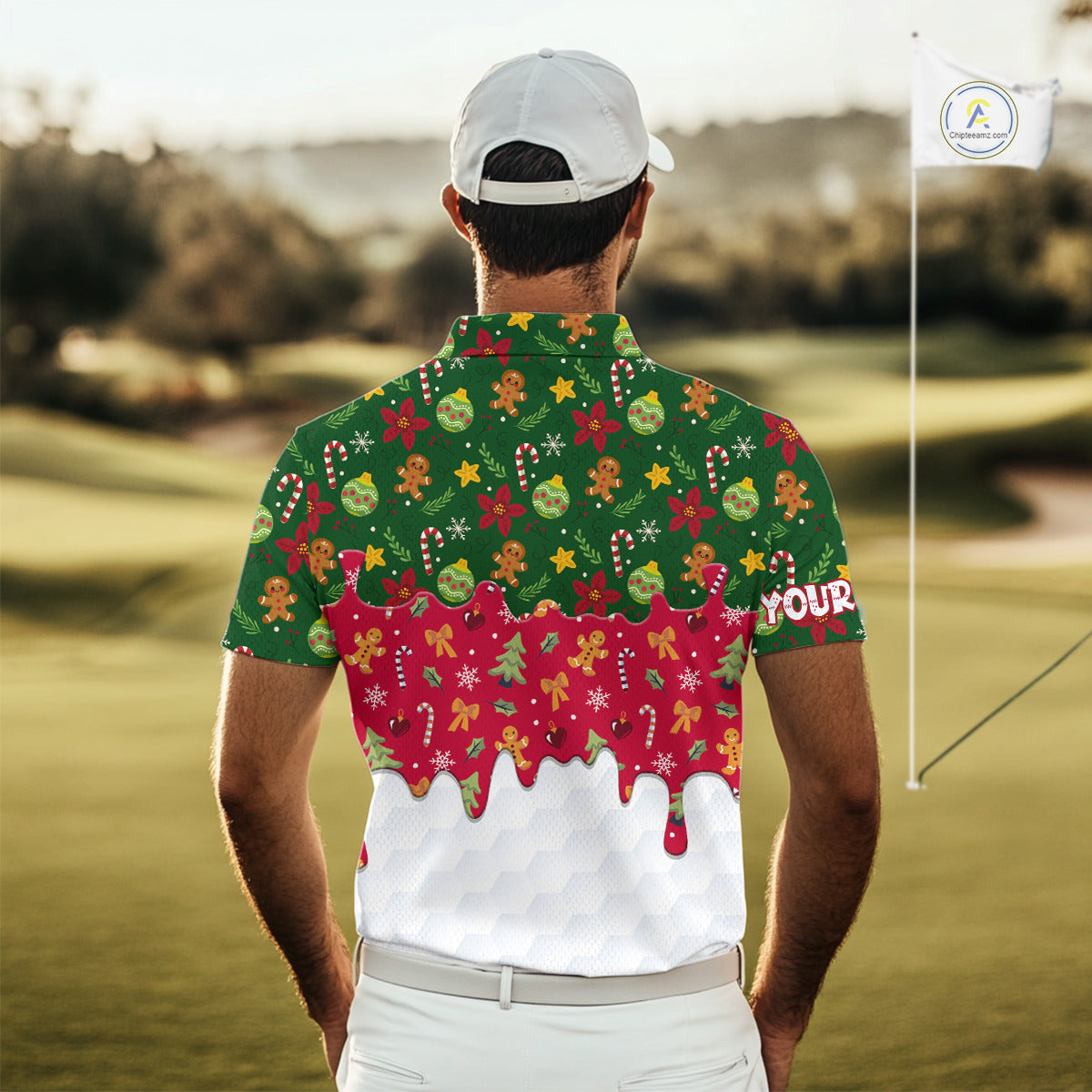 Funny Christmas pattern Golf Polo Shirts For Men custom Christmas golf gifts mens golf outfit NQS10866