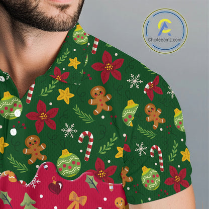 Funny Christmas pattern Golf Polo Shirts For Men custom Christmas golf gifts mens golf outfit NQS10866