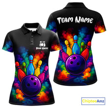 Load image into Gallery viewer, Custom Colorful Smoke Bowling Polo, Quarter Zip Shirt for Women, Bowling Uniform Team Bowling Jerseys NQS10647